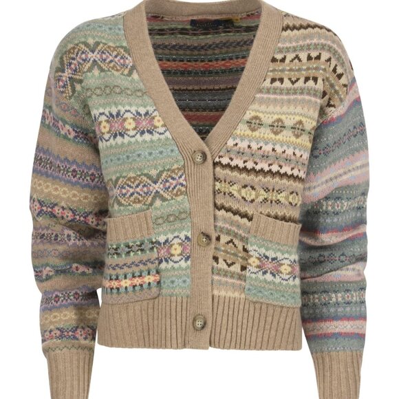 Polo Ralph Lauren Paneled Fair Isle V-Neck Cardigan - Picture 2 of 5